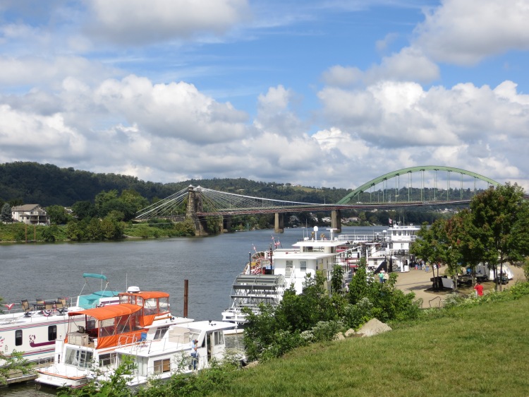 The Wheeling Suspension Bridge and the Fort Henry Bridge provide Wheeling Island with access to the rest of West Virginia.
